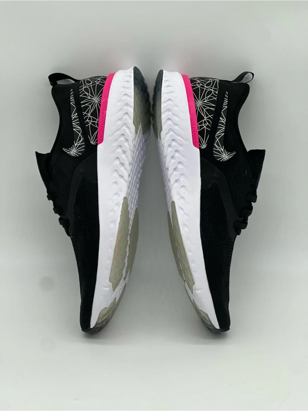 Nike Black Knit Running Sneakers with Pink Heel Accent